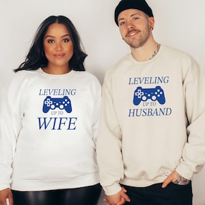 Leveling Up To Wife Husband Sweatshirt, Wedding Gift For Gamer, Bachelor Sweatshirt, Gamer Wedding Gift, Gamer Engagement, New Married Gifts