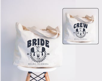 Minnie Mouse Bride Canvas Tote Bag, Disney Bachelorette Gift