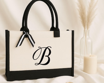 Custom Logo Canvas Tote Bag: Cornered Design, Ribbon Detail