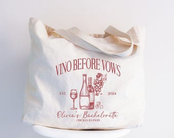 Custom Wine Bachelorette Party Tote Bag, Bridal Gift