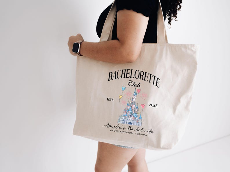 Custom Disney Bachelorette Tote Bag, Magic Kingdom Bridal Gift image 3