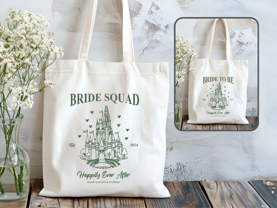 Custom Disney Bachelorette Tote Bag, Bride To Be Tote Bag, Bride Squad Tote Bag, Bachelorette Gift, Disney Bachelorette, Bridesmaid Tote Bag