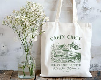 Custom Camping Bachelorette Tote Bag, Cabin Crew Bridal Party Gift