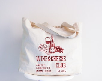 Custom Wine Club Bachelorette Tote Bag, Winery Bridal Party Gift, Vino Before Vows