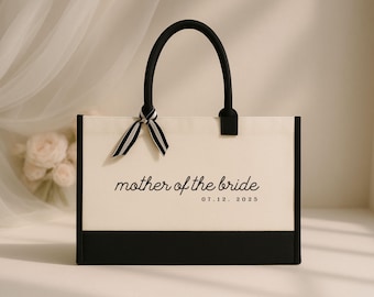 Custom Mother Of The Bride Gift Cornered Tote Bag, Mother Of The Groom Tote Bag, Engagement Gift, Bridesmaid Tote Bag, Mother In Law Gift