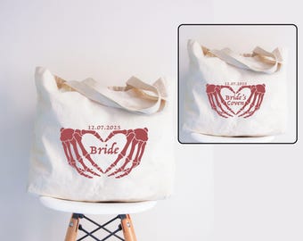 Custom Halloween Bachelorette Tote Bag: Gothic Bridal Shower Gift