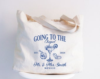 Custom Engagement Cotton Canvas Tote Bag: Going To The Chapel Gift