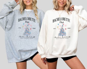 Custom Disney Bachelorette Sweatshirts, Disney Bride Bridesmaid Crewneck, Disney Coquette Castle Bride Gift, Disneyland Bridal Shower Hoodie