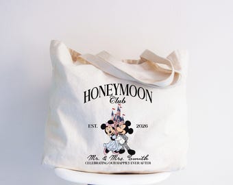 Custom Disney Honeymoon Club Tote Bag, Honeymoon Gifts, Just Married Gift, Newlywed Gift, Minnie Bride Bag