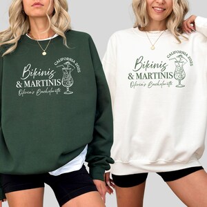 Custom Bikinis And Martinis Bachelorette Sweatshirts, Martinis and Bikinis Bridal Party Hoodies, Pool Party Crewnecks, Beach Bride Hoodie