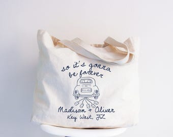Personalized Wedding Canvas Tote Bag, Engagement Gift