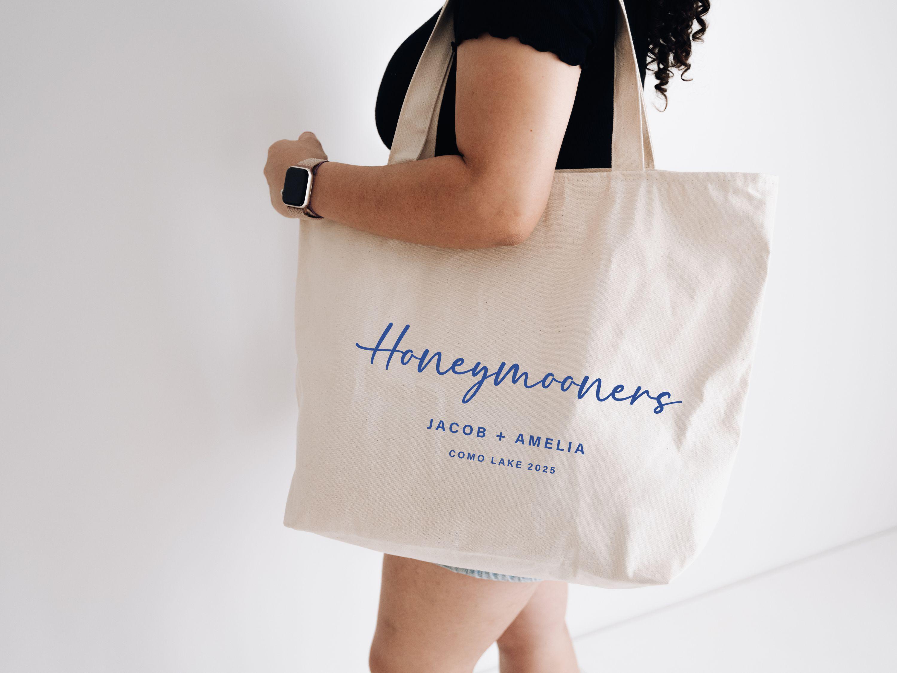 Personalized Honeymoon Club Tote Bag, Custom Newlywed