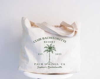 Custom Bachelorette Tote Bag: Palm Springs Beach Bridal Shower Favor