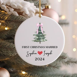 Custom First Christmas Married Ornament, Newlywed Ornament, Christmas Gift For Couple, First Christmas As Mr Mrs Ornament, Wedding Ornament