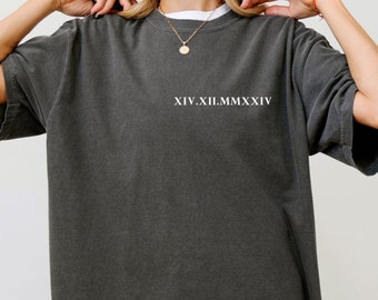 Custom Roman Numeral Comfort Colors Shirt: Wedding Date Tee