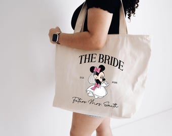 Custom Disney Bride Tote Bag, Minnie Bride Bag, Future Mrs Gift, Disney Wedding Gift, Engagement Gifts, Just Engaged Gifts