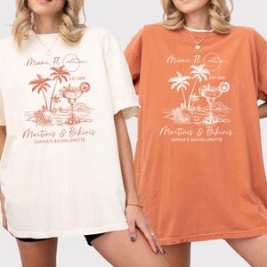 Custom Bikinis And Martinis Summer Bachelorette Shirt, Pool Party Shirt, Cocktail Bridal Party Shirt, Beach Bride Shirt, Martini Bride Shirt