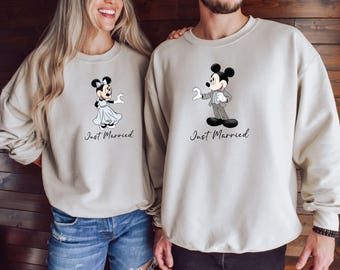 Mickey Minnie Just Married Sweatshirts, Disney Couple Honeymoon Gift