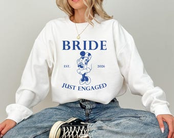 Just Engaged Mickey Minnie Sweatshirt, Bride Groom Matching Crewnecks, Disney Wedding Gift