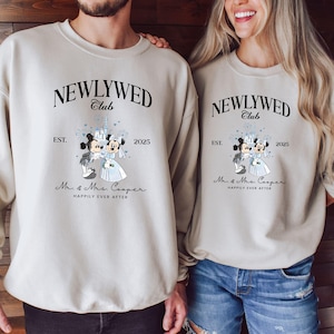 Custom Mickey Minnie Newlywed Club Sweatshirts, Disney Honeymoon Hoodie, Honeymoon Trip Gifts, Disney Wedding Sweatshirts, Just Married Gift