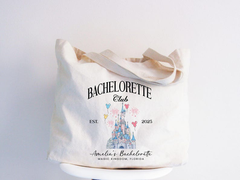 Custom Disney Bachelorette Tote Bag, Magic Kingdom Bridal Gift image 2