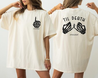 Custom Till Death Wedding T-Shirt, Goth Couple Shirts, Gothic Anniversary Gift