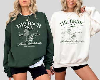 The Bach Club Custom Bachelorette Sweatshirts, Custom Bride Sweatshirts, Bridal Shower Hoodies, Hen Party Sweatshirts, Bridal Outfits