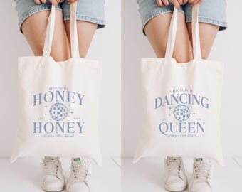 Custom Disco Bachelorette Regular Tote Bag, Disco Bride Tote Bag, Mamma Mia Merch, Dancing Queen Tote Bags, Mamma Mia Bachelorette Gift