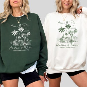 Custom Bikinis And Martinis Bachelorette Sweatshirts, Martini Bride Crewneck, Cocktail Bridal Party Hoodies, Miami Bride Gift, Beach Bride