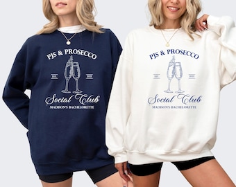 PJs and Prosecco Bachelorette Sweatshirt: Custom Bridal Party Crewnecks