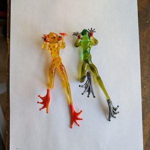 Lampwork Glas Frosch Figuren - 2-er Set - Tschechische Glas Sammlerstücke
