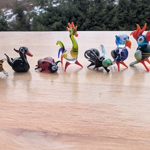 Lampwork Glass Animal Figurines: Miniature Set of 7