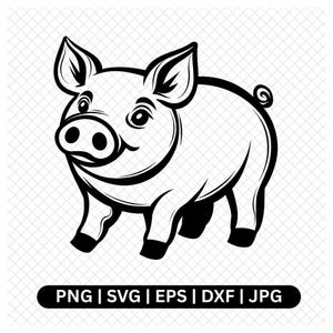 Pig Digital Vector, Pig Clipart, Cute Pig Design, Pig svg, png, eps, dxf, jpg, Farm Animal Digital, Farm Animal Vector Design