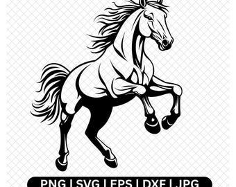 Rearing Horse Digital Art, Horse Vector Graphic, Stallion Design, Horse Silhouette, svg, png, eps, dxf, jpg Files, Horse Clipart, Horses