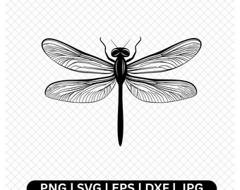 Dragonfly Digital Vector,Fly Insect svg,Printable Dragonfly Clipart,Dragonfly Outline,png,eps,dxf,jpg,Digital Design,Commercial Use