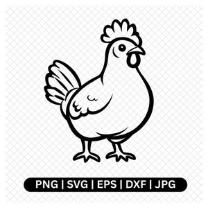 Chicken svg, Chicken Clipart, Chicken Vector, Farm Animal svg, Hen svg, Chicken Cut File, png, eps, dxf, jpg, Digital Download