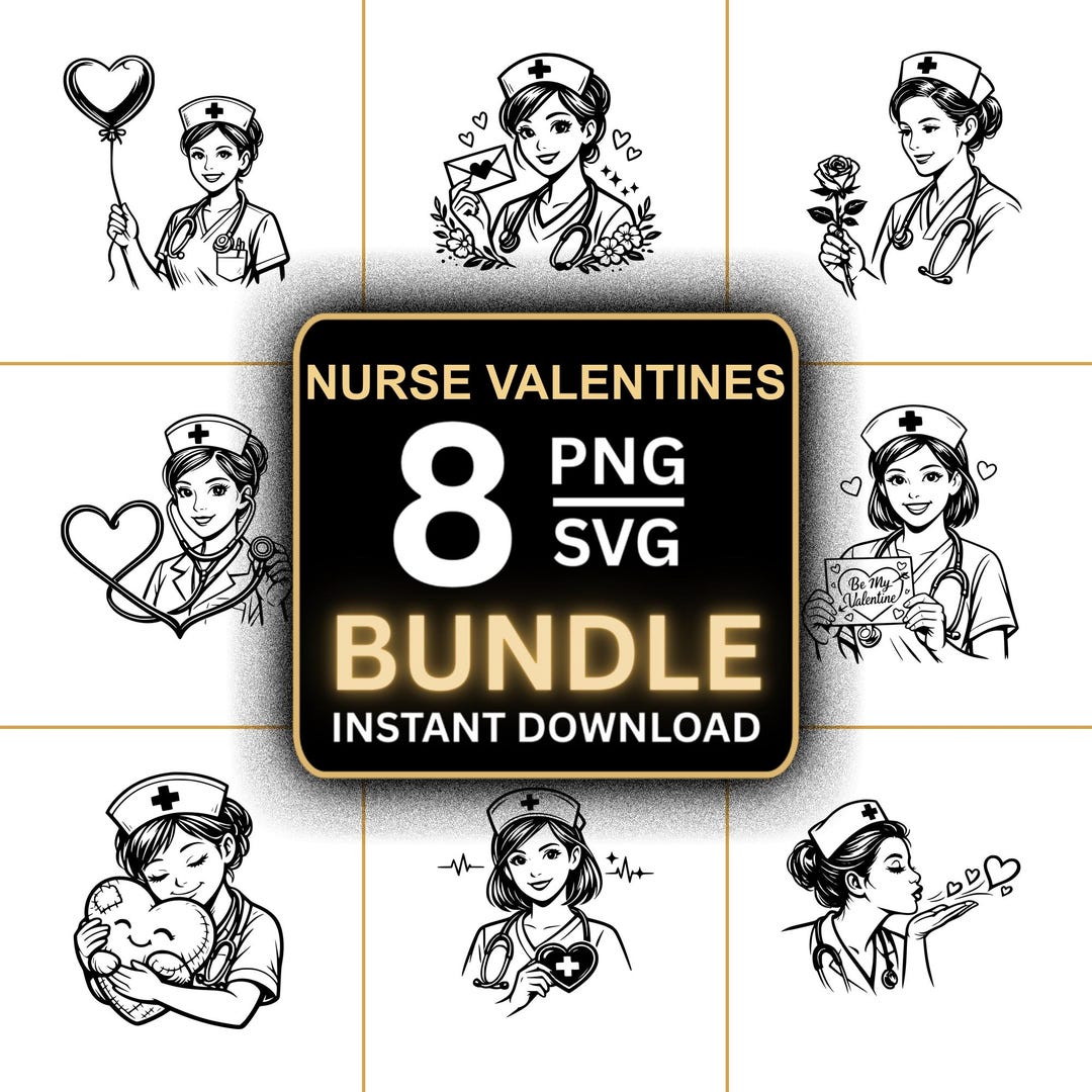 Nurse Valentines Clipart | PNG SVG Bundle (instant Download - Etsy