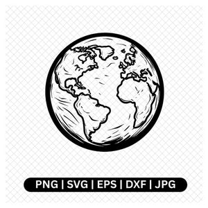Erde Skizze, digitale Kunst, Globus SVG, Weltkarte PNG, Planet Erde Clipart, kommerzielle Nutzung, Erde Zeichnung, Welt Vektor, Geographie-Design