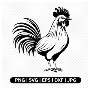Hahn svg, Digitaler Vektor, Huhn Clipart, Bauernhof Tierschnitt, Cricut, Silhouette, png, eps, dxf, jpg, Digital Art (120)