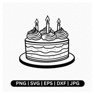 Cake SVG, Birthday Cake Clipart, Cake PNG, Cake Vector, Cake Cut File, Printable Cake, Cake Illustration, Digital Cake Image