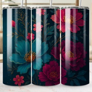 Floral 20oz Skinny Tumbler Wrap, Straight and Tapered, Flower Tumbler Design, Digital Download, Tumbler PNG, Sublimation Design, Digital Art