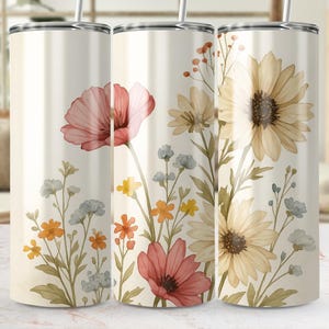 Floral 20oz Skinny Tumbler Wrap, Watercolor Flower Tumbler Design, Straight and Tapered Sublimation, Digital Download, Tumbler Template