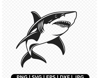 Shark Digital Vector, Great White Shark svg, Shark Clipart, Shark Silhouette, Shark Image, Shark png, Shark jpeg, Shark dxf, Shark eps