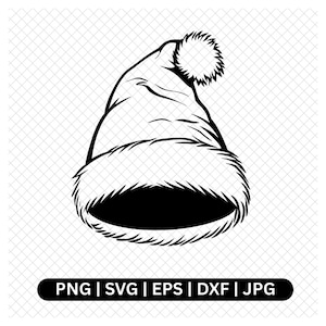 Santa Hat Digital, svg png eps dxf jpg, Christmas Hat Clipart, Santa Claus Hat Vector, Holiday Digital Files, Commercial Use