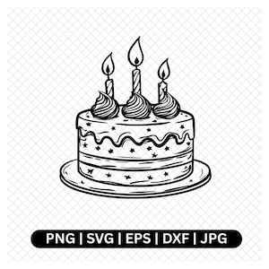 Birthday Cake Digital Art, Cake with Candles SVG, Celebration PNG, Printable Birthday Clipart, DIY Card Making, Instant Download