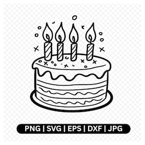 Birthday Cake SVG PNG JPG, Cake with Candles Clipart, Birthday Party Cut File, Cake Silhouette, Digital Download for Cricut Silhouette