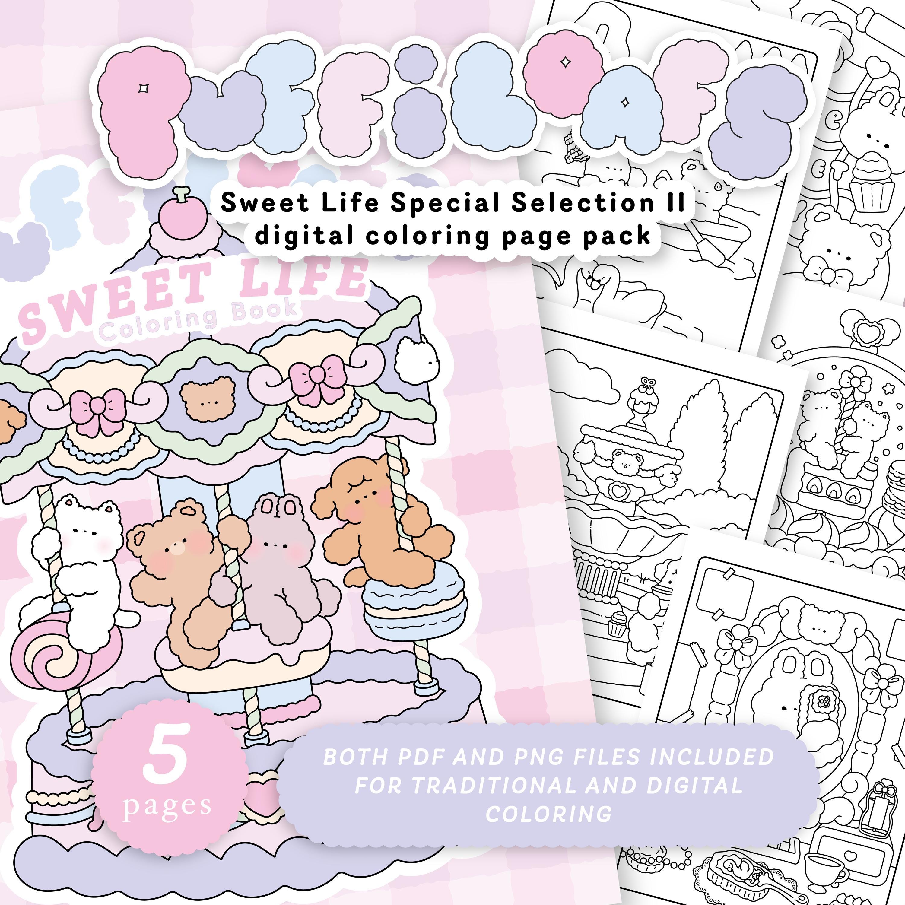 Kawaii Coloring Pages, Instant Download, Digital Coloring Pages, Cute