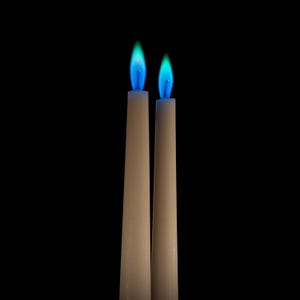 Aurora (Green Flame) Taper Candles - Real Flame Minimalist White