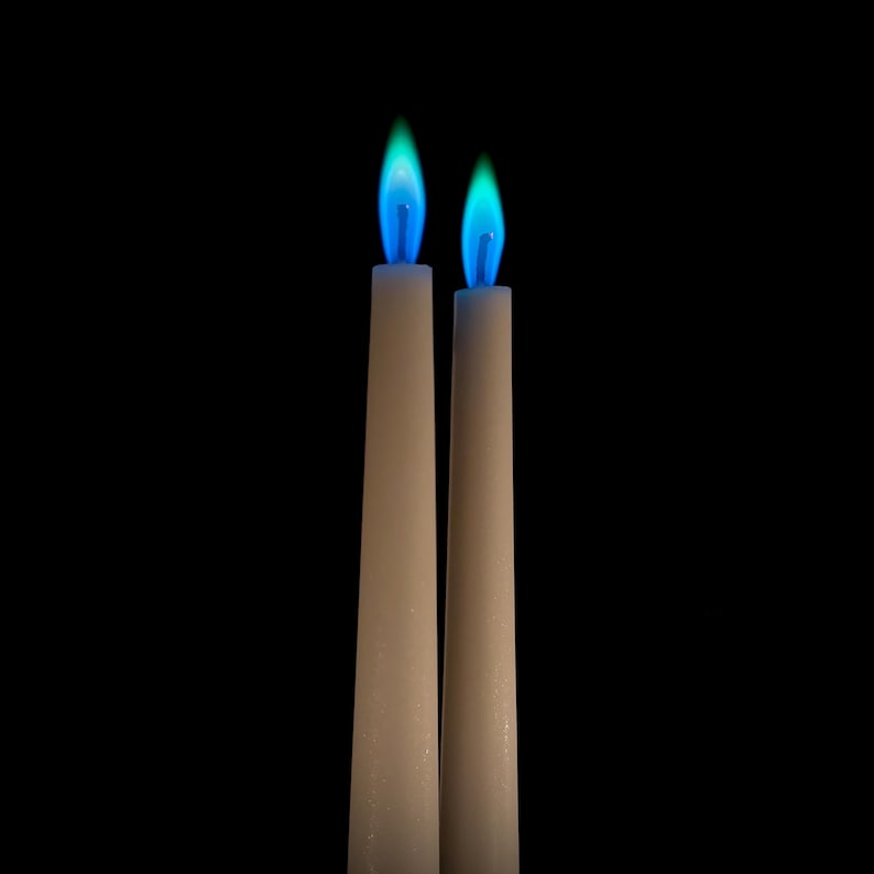 Aurora (Green Flame) Taper Candles - Real Flame Minimalist White