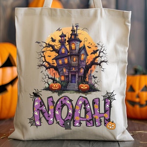 Personalized Halloween Tote Bag for Trick or Treat bag Halloween Bag for Trick or Treat Customized Halloween Name Kids Halloween gift